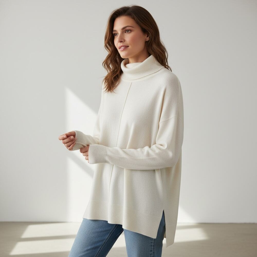 COCO & CARMEN Cream Color Lightweight Turtleneck Sweater XXL Clean Girl